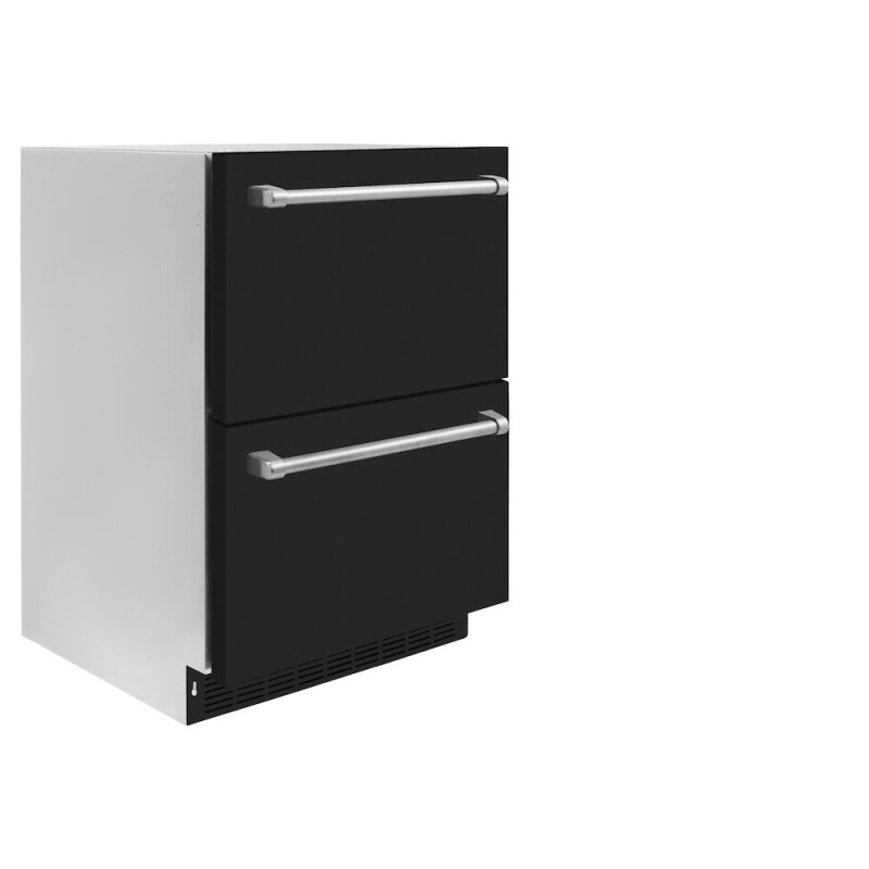 24 In. Touchstone 168 Can Outdoor-rated Dual Refrigerator Drawer With Black Matte Doors RDSOBLM24