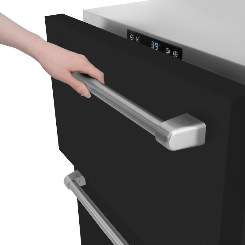 24 In. Touchstone 168 Can Outdoor-rated Dual Refrigerator Drawer With Black Matte Doors RDSOBLM24