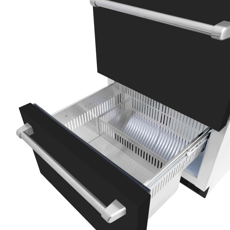 24 In. Touchstone 168 Can Outdoor-rated Dual Refrigerator Drawer With Black Matte Doors RDSOBLM24