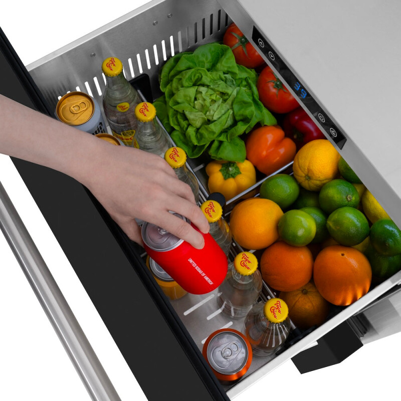 24 In. Touchstone 168 Can Outdoor-rated Dual Refrigerator Drawer With Black Matte Doors RDSOBLM24