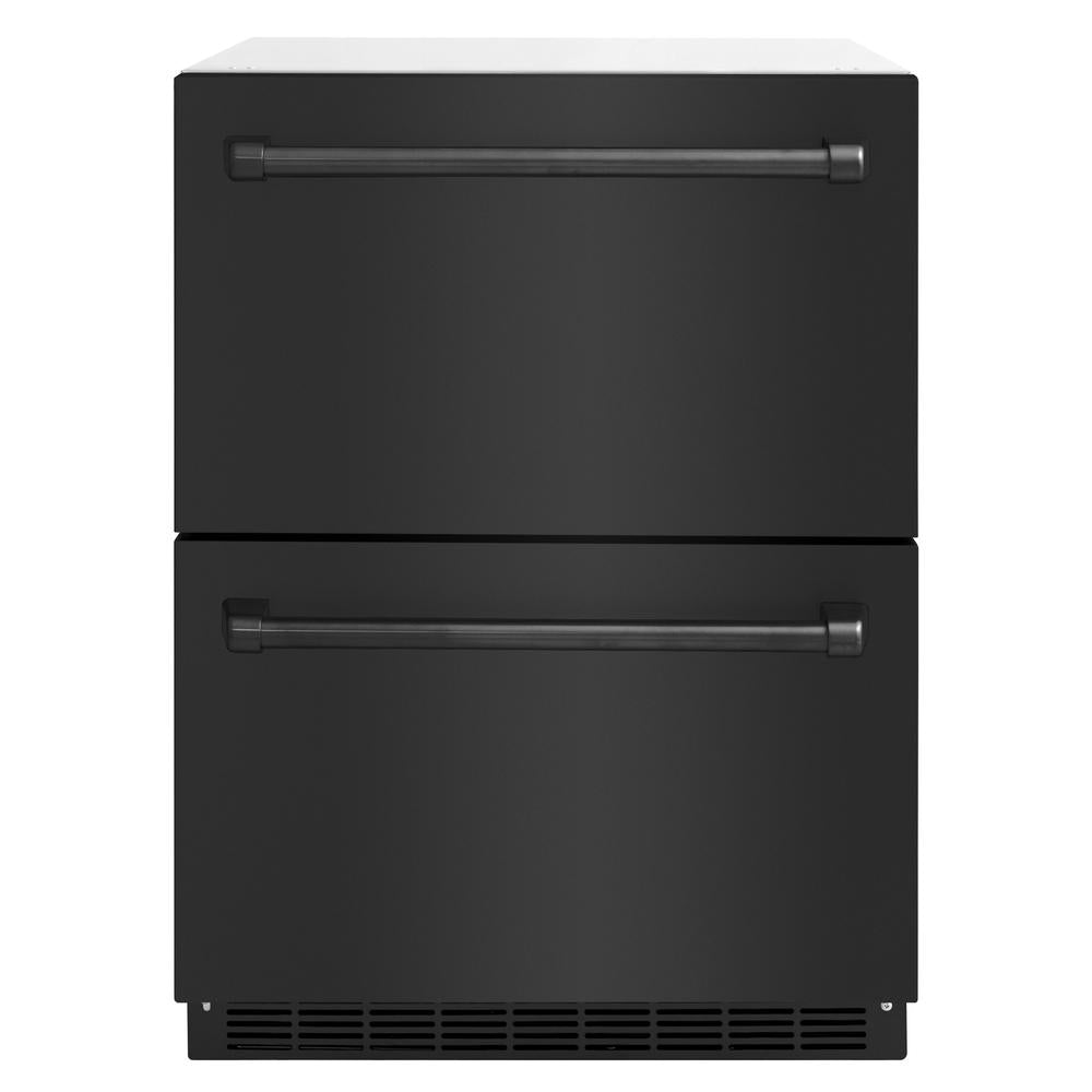 24 In. Touchstone 168 Can Outdoor-rated Dual Refrigerator Drawer With Black Stainless Steel Doors RDSOBS24