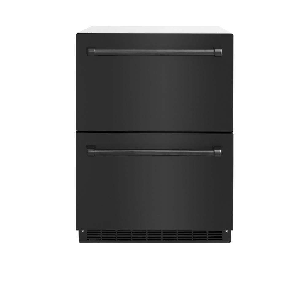 24 In. Touchstone 168 Can Outdoor-rated Dual Refrigerator Drawer With Black Stainless Steel Doors RDSOBS24