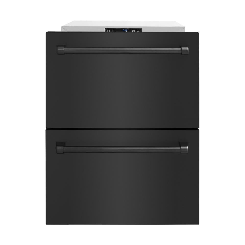 24 In. Touchstone 168 Can Outdoor-rated Dual Refrigerator Drawer With Black Stainless Steel Doors RDSOBS24