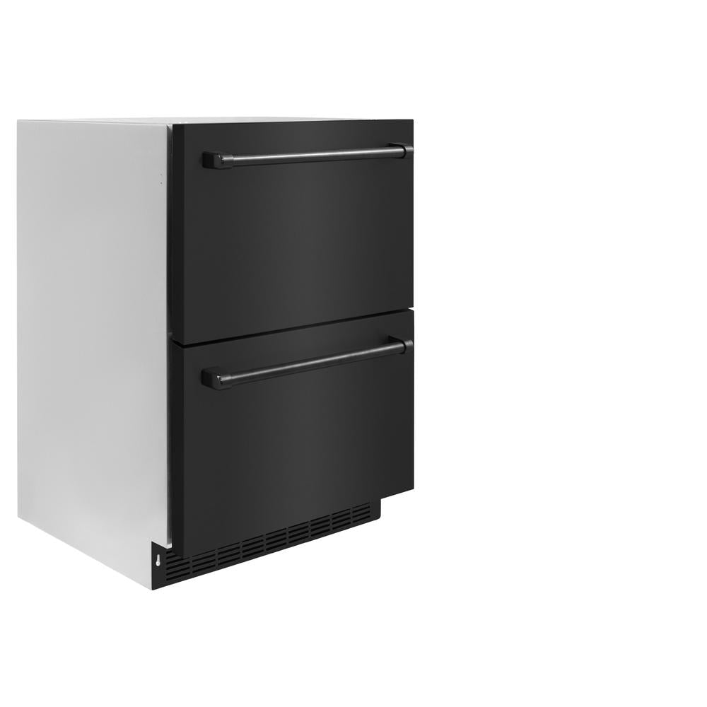 24 In. Touchstone 168 Can Outdoor-rated Dual Refrigerator Drawer With Black Stainless Steel Doors RDSOBS24