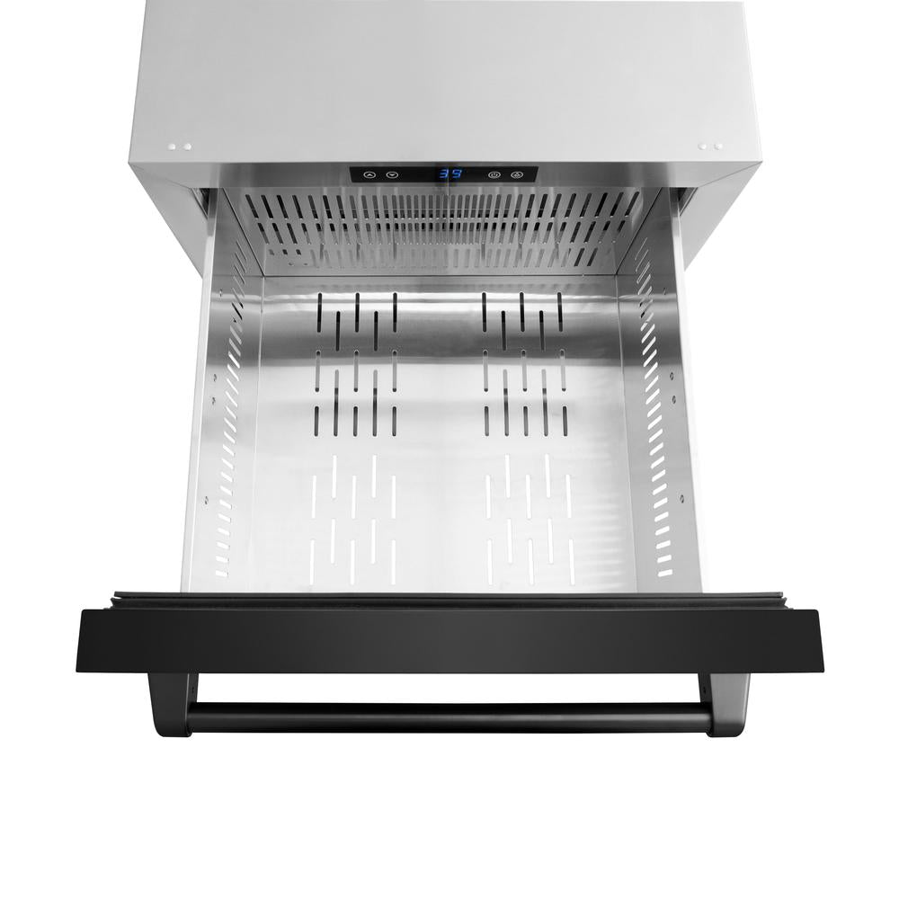 24 In. Touchstone 168 Can Outdoor-rated Dual Refrigerator Drawer With Black Stainless Steel Doors RDSOBS24