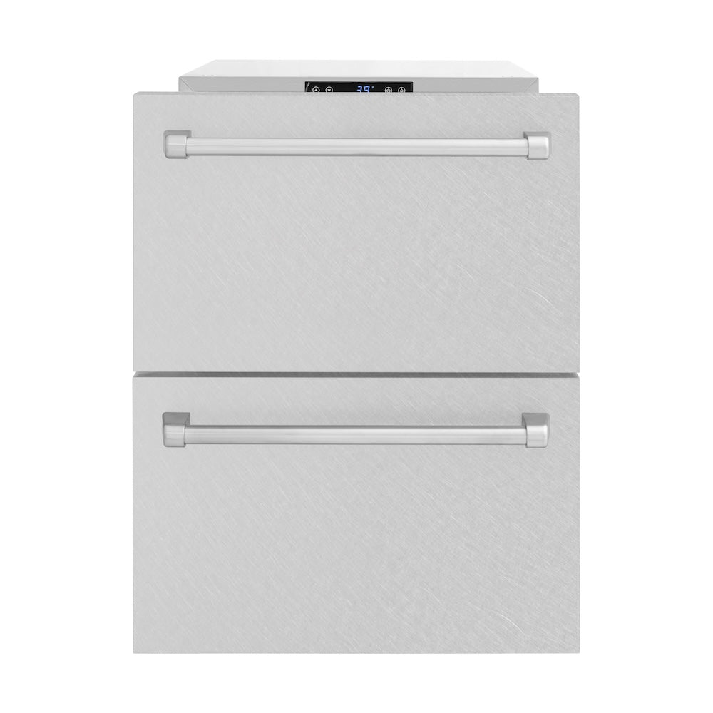 24 In. Touchstone 168 Can Outdoor-rated Dual Refrigerator Drawer With Satin Stainless Steel Doors RDSOSN24