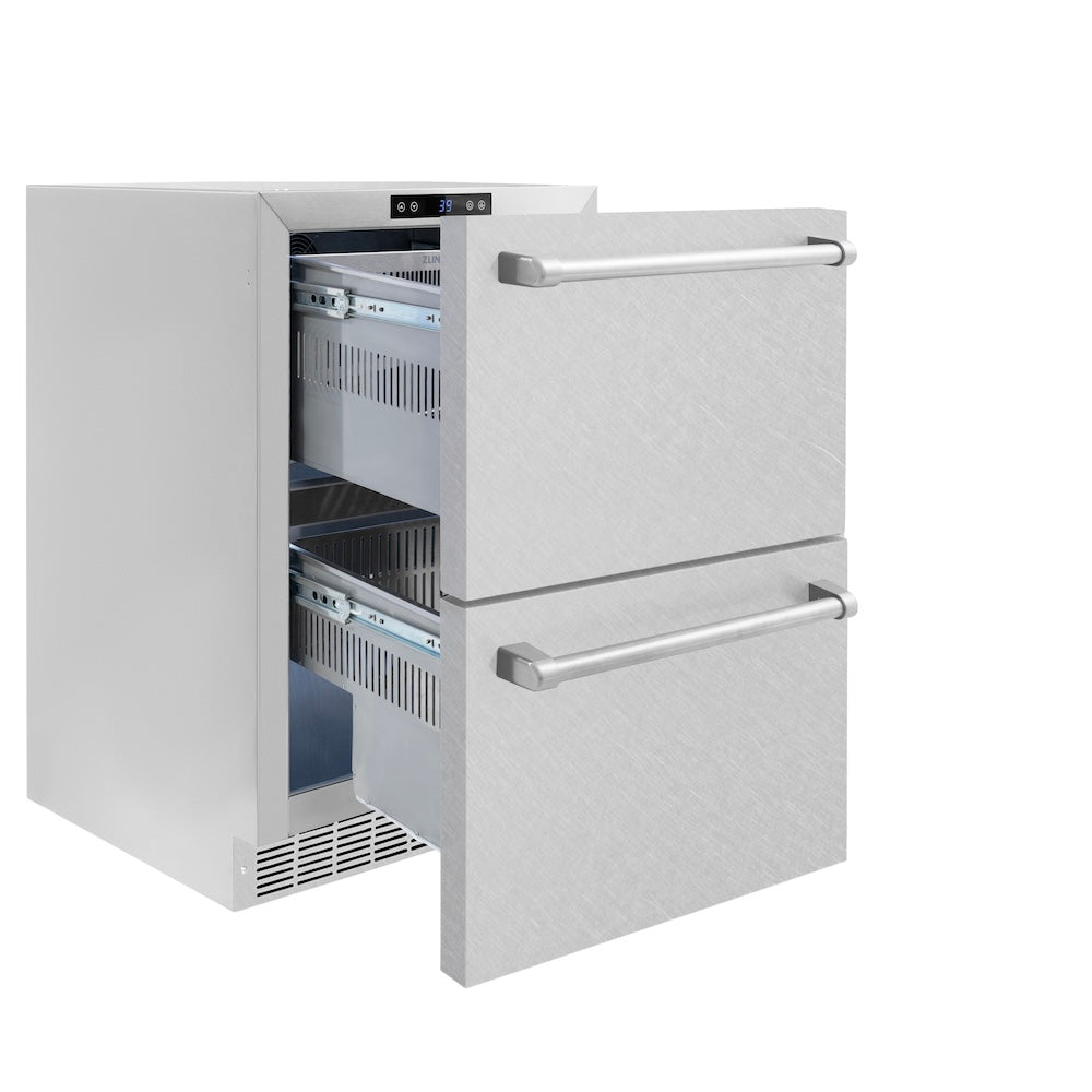 24 In. Touchstone 168 Can Outdoor-rated Dual Refrigerator Drawer With Satin Stainless Steel Doors RDSOSN24