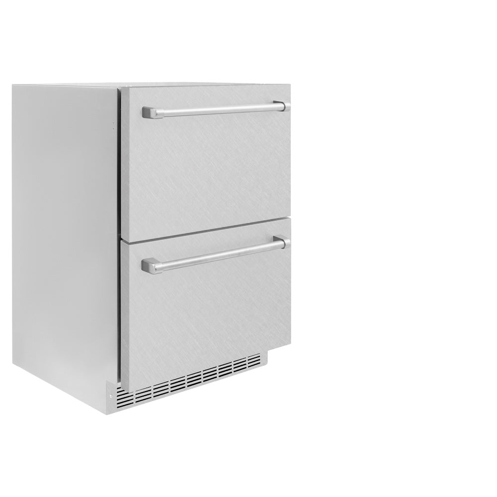 24 In. Touchstone 168 Can Outdoor-rated Dual Refrigerator Drawer With Satin Stainless Steel Doors RDSOSN24