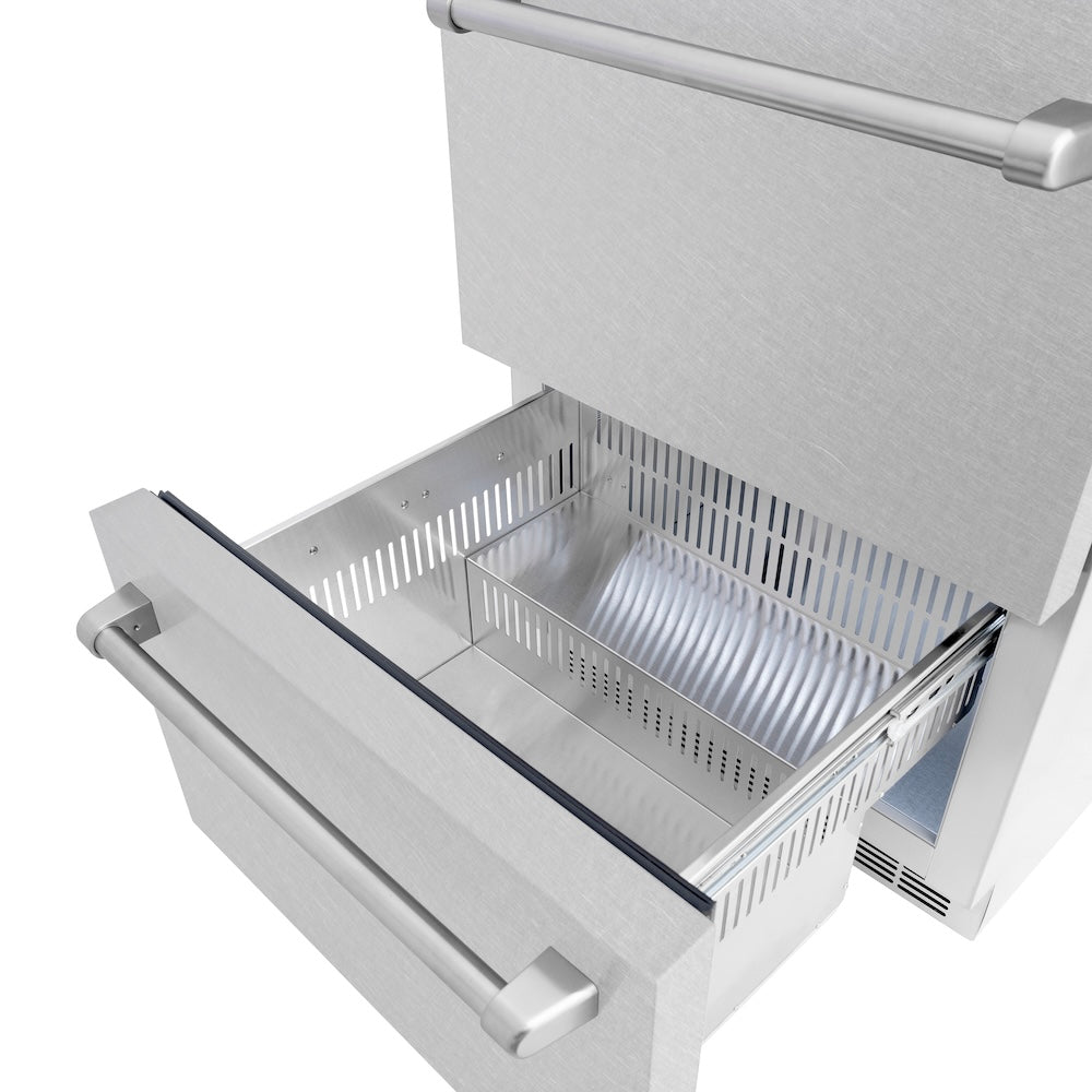 24 In. Touchstone 168 Can Outdoor-rated Dual Refrigerator Drawer With Satin Stainless Steel Doors RDSOSN24