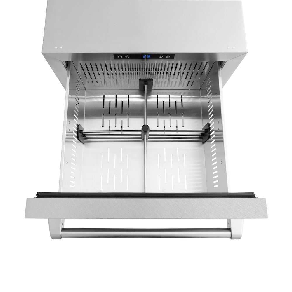 24 In. Touchstone 168 Can Outdoor-rated Dual Refrigerator Drawer With Satin Stainless Steel Doors RDSOSN24