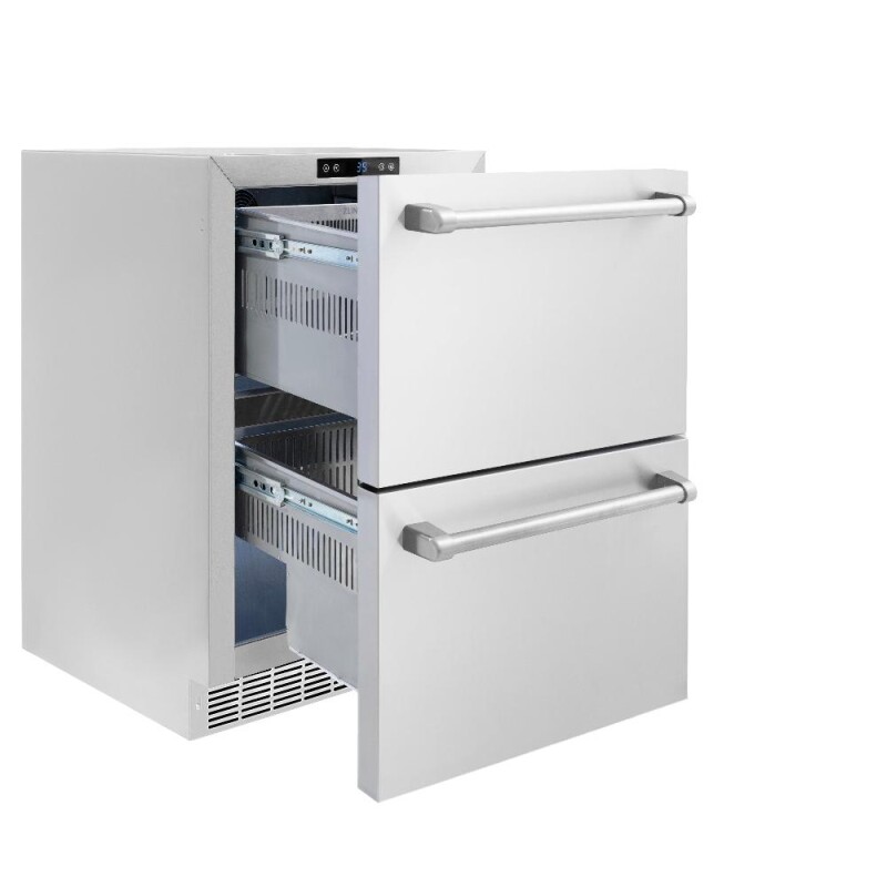 24 In. Touchstone 168 Can Outdoor-rated Dual Refrigerator Drawer With Stainless Steel Doors RDSOST24