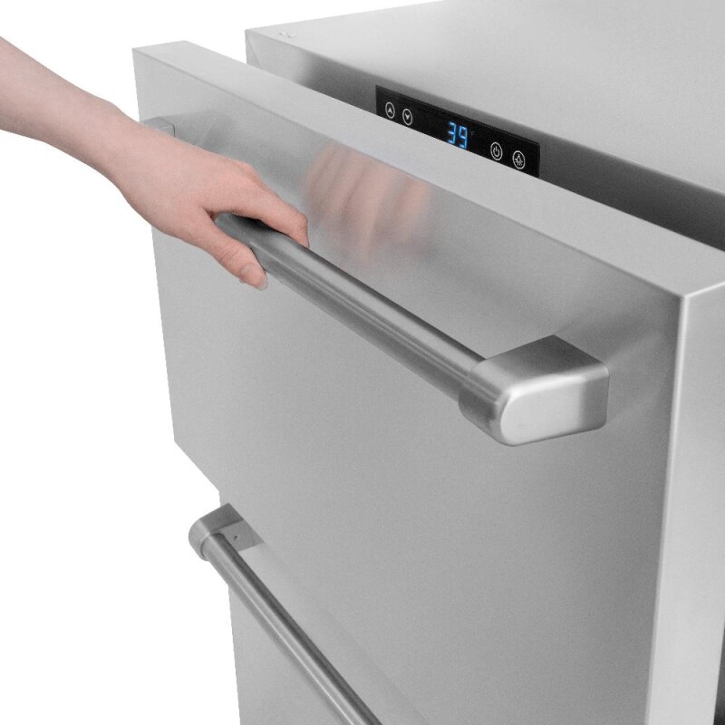 24 In. Touchstone 168 Can Outdoor-rated Dual Refrigerator Drawer With Stainless Steel Doors RDSOST24