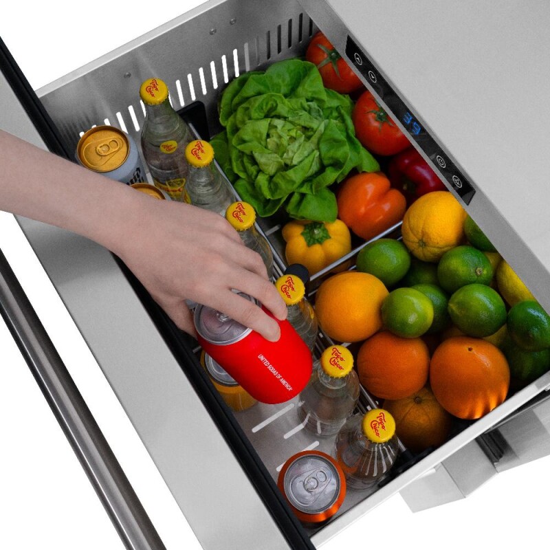24 In. Touchstone 168 Can Outdoor-rated Dual Refrigerator Drawer With Stainless Steel Doors RDSOST24
