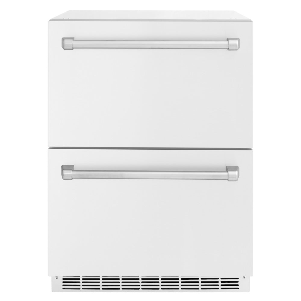 ZLINE 24 in. Touchstone 168 Can Outdoor-Rated Dual Refrigerator Drawer with White Matte Doors (RDSO-WM-24) RDSOWM24