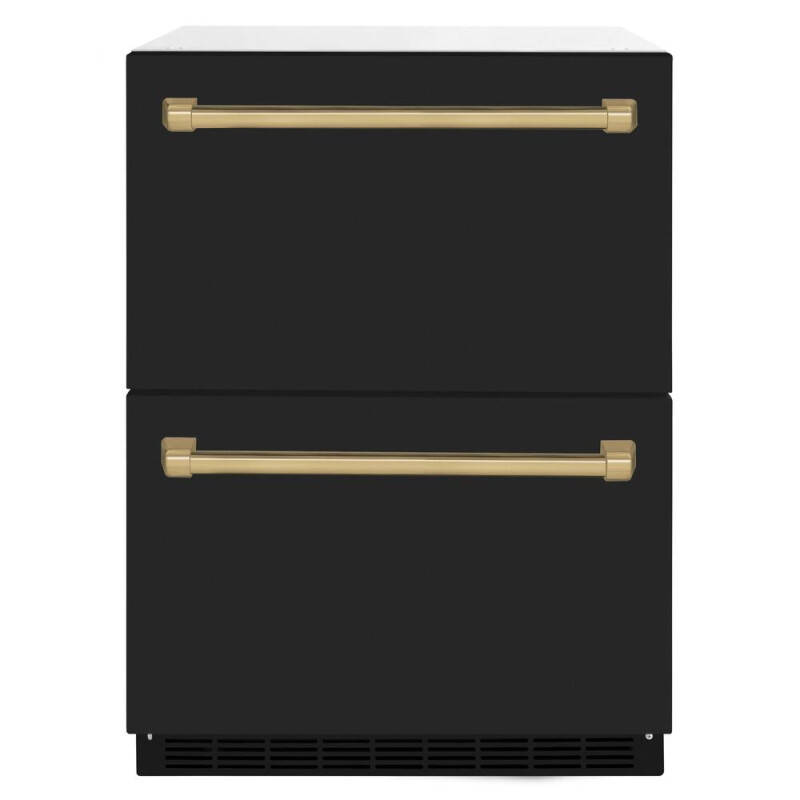 Autograph Edition 24 In. Touchstone 168 Can Outdoor-rated Dual Refrigerator Drawer With Black Matte Doors And Champagne Bronze Handles RDSOZBLM24CB