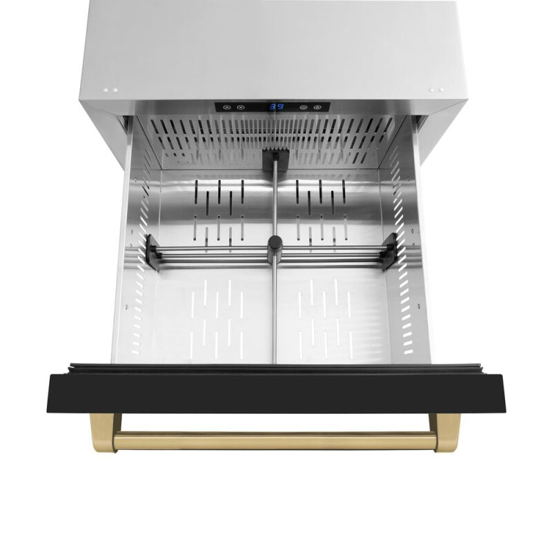 Autograph Edition 24 In. Touchstone 168 Can Outdoor-rated Dual Refrigerator Drawer With Black Matte Doors And Champagne Bronze Handles RDSOZBLM24CB