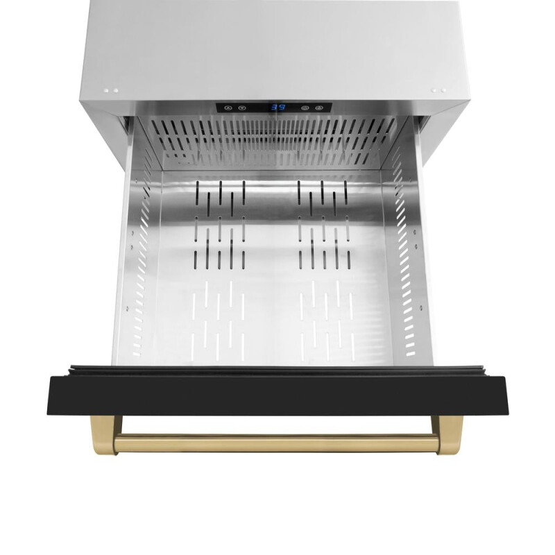 Autograph Edition 24 In. Touchstone 168 Can Outdoor-rated Dual Refrigerator Drawer With Black Matte Doors And Champagne Bronze Handles RDSOZBLM24CB
