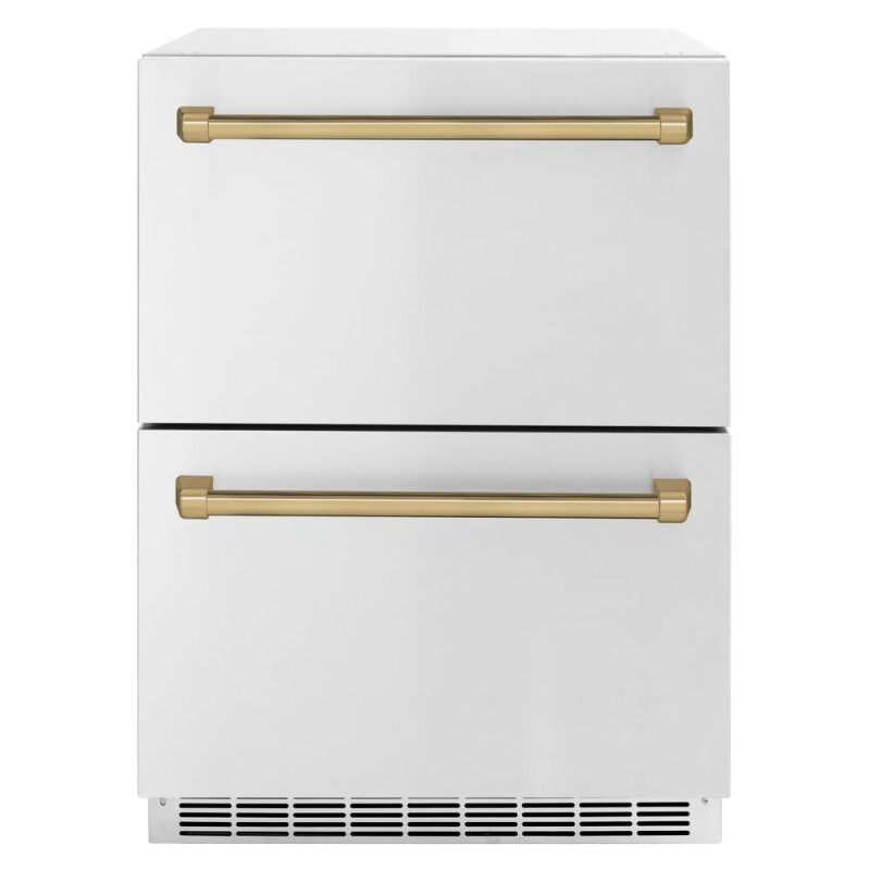 Autograph Edition 24 In. Touchstone 168 Can Outdoor-rated Dual Refrigerator Drawer With Stainless Steel Doors And Champagne Bronze Handles RDSOZST24CB