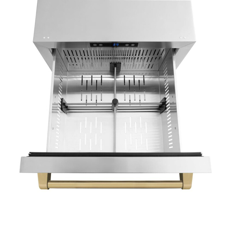 Autograph Edition 24 In. Touchstone 168 Can Outdoor-rated Dual Refrigerator Drawer With Stainless Steel Doors And Champagne Bronze Handles RDSOZST24CB