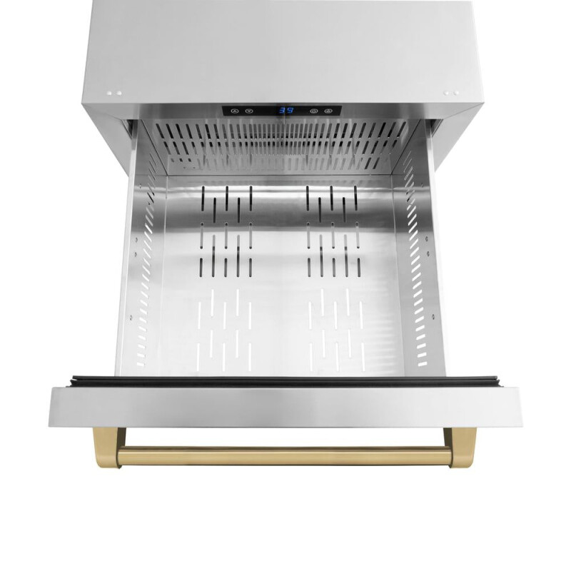 Autograph Edition 24 In. Touchstone 168 Can Outdoor-rated Dual Refrigerator Drawer With Stainless Steel Doors And Champagne Bronze Handles RDSOZST24CB
