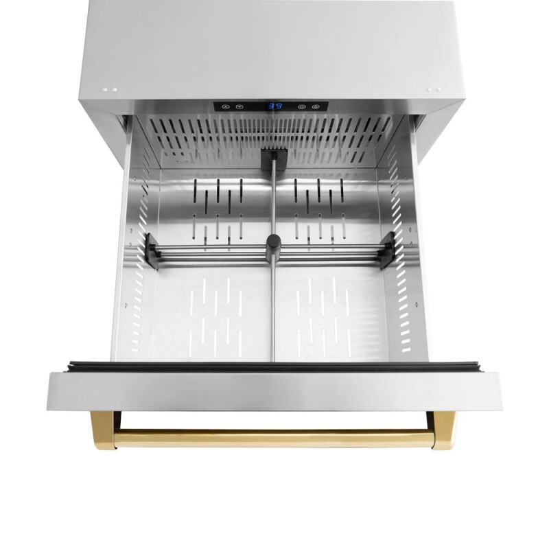 Autograph Edition 24 In. Touchstone 168 Can Outdoor-rated Dual Refrigerator Drawer With Stainless Steel Doors And Polished Gold Handles RDSOZST24G