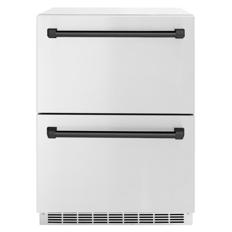 Autograph Edition 24 In. Touchstone 168 Can Outdoor-rated Dual Refrigerator Drawer With Stainless Steel Doors And Matte Black Handles RDSOZST24MB
