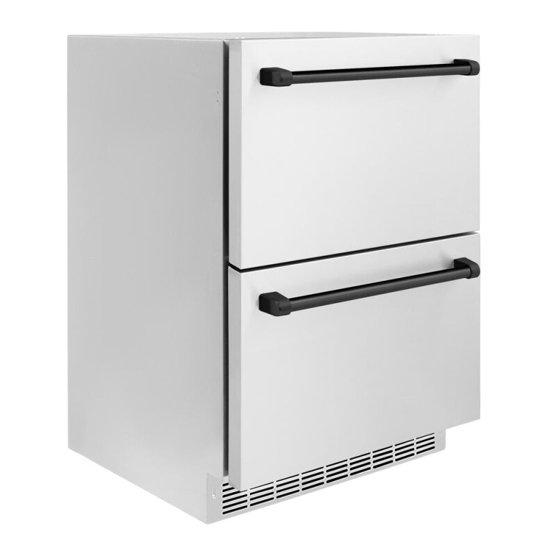 Autograph Edition 24 In. Touchstone 168 Can Outdoor-rated Dual Refrigerator Drawer With Stainless Steel Doors And Matte Black Handles RDSOZST24MB