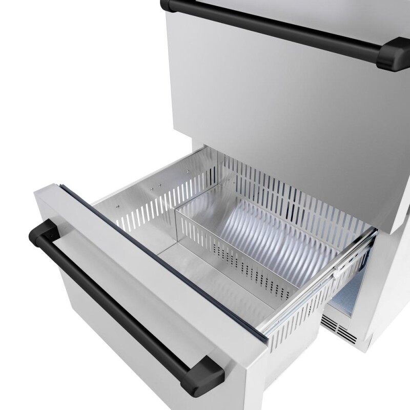 Autograph Edition 24 In. Touchstone 168 Can Outdoor-rated Dual Refrigerator Drawer With Stainless Steel Doors And Matte Black Handles RDSOZST24MB