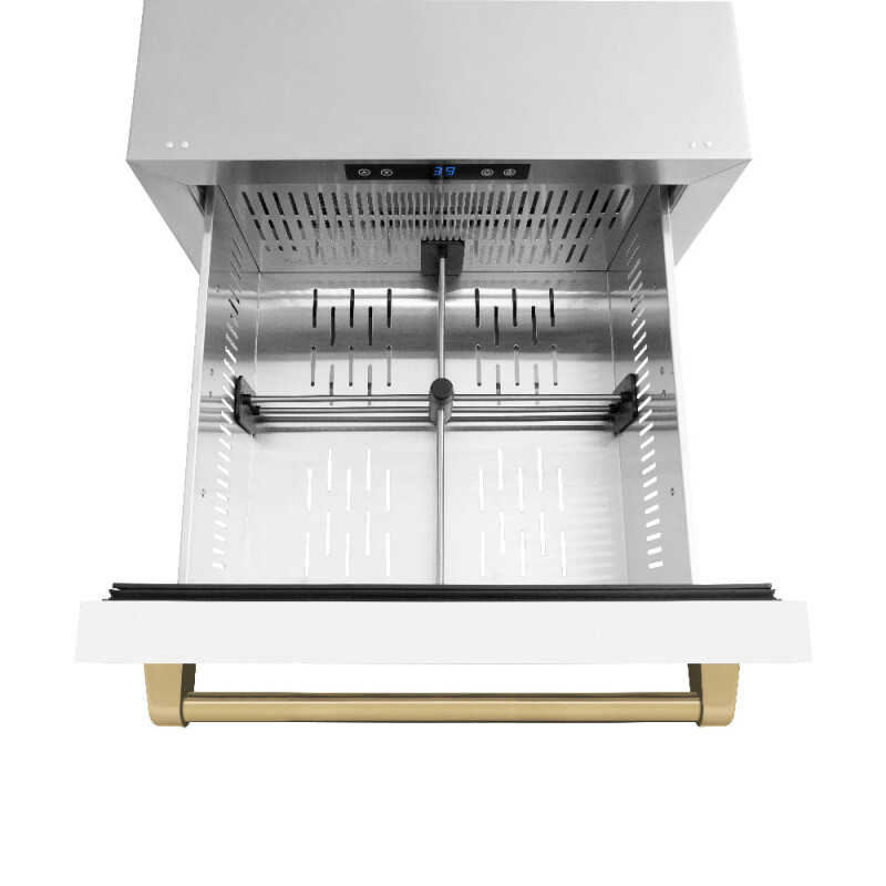 Autograph Edition 24 In. Touchstone 168 Can Outdoor-rated Dual Refrigerator Drawer With White Matte Doors And Champagne Bronze Handles RDSOZWM24CB