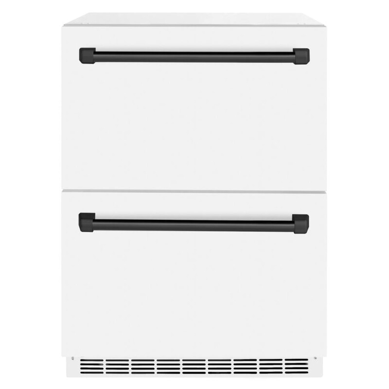 Autograph Edition 24 In. Touchstone 168 Can Outdoor-rated Dual Refrigerator Drawer With White Matte Doors And Matte Black Handles RDSOZWM24MB