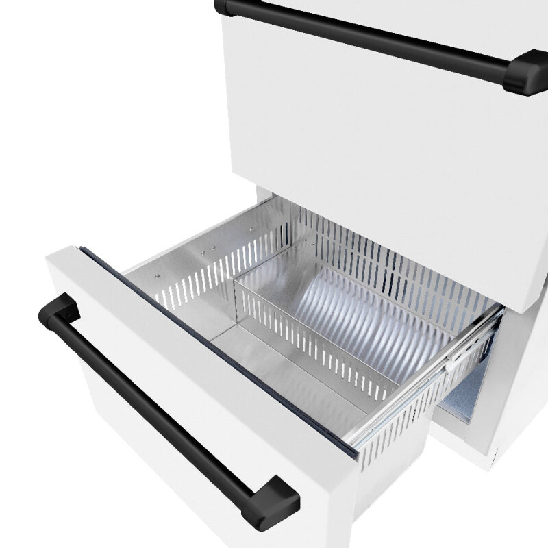 Autograph Edition 24 In. Touchstone 168 Can Outdoor-rated Dual Refrigerator Drawer With White Matte Doors And Matte Black Handles RDSOZWM24MB