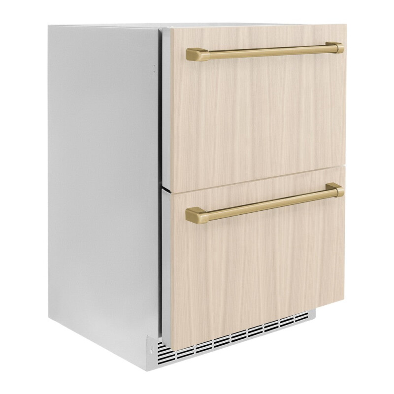 Autograph Edition 24 In. Touchstone 168 Can Outdoor-rated Dual Refrigerator Drawer With Panel-ready Doors And Champagne Bronze Handles RDSPOZ24CB