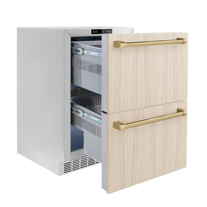 Autograph Edition 24 In. Touchstone 168 Can Outdoor-rated Dual Refrigerator Drawer With Panel-ready Doors And Champagne Bronze Handles RDSPOZ24CB