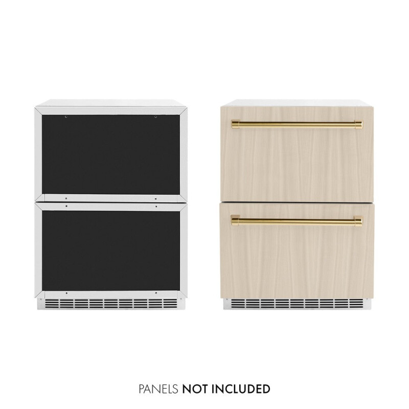 Autograph Edition 24 In. Touchstone 168 Can Outdoor-rated Dual Refrigerator Drawer With Panel-ready Doors And Polished Gold Handles RDSPOZ24G