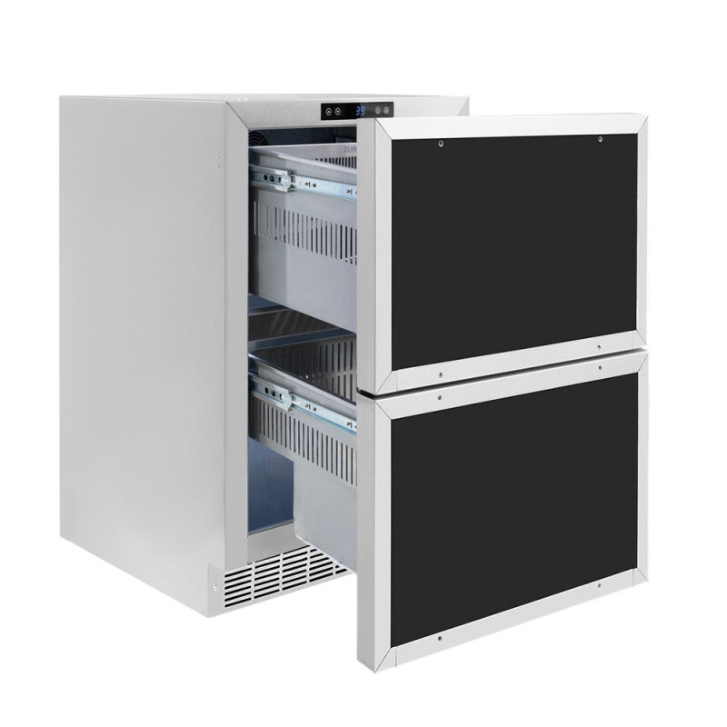 Autograph Edition 24 In. Touchstone 168 Can Outdoor-rated Dual Refrigerator Drawer With Panel-ready Doors And Polished Gold Handles RDSPOZ24G