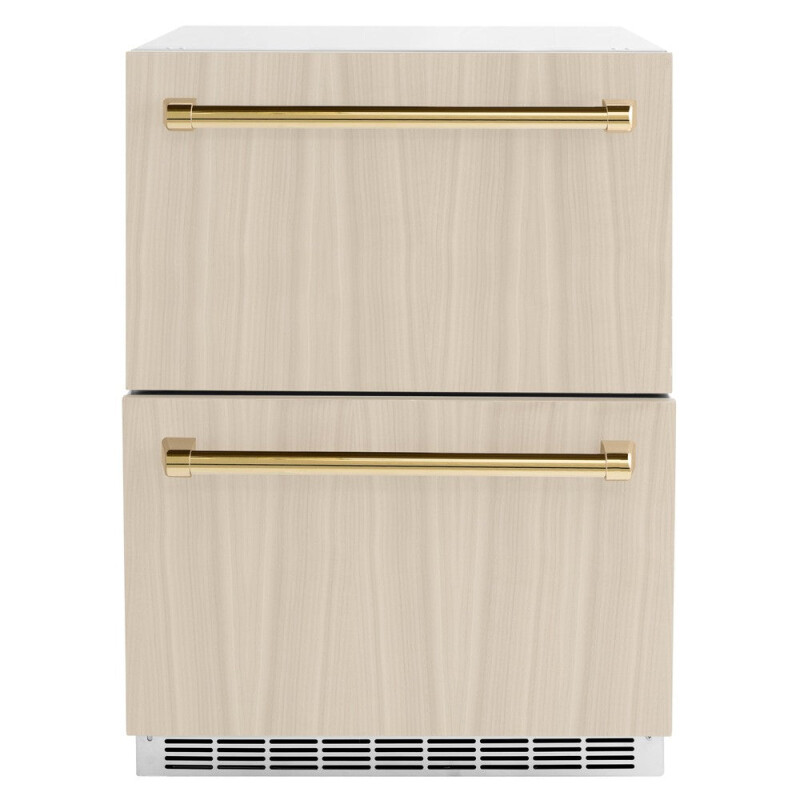 Autograph Edition 24 In. Touchstone 168 Can Outdoor-rated Dual Refrigerator Drawer With Panel-ready Doors And Polished Gold Handles RDSPOZ24G