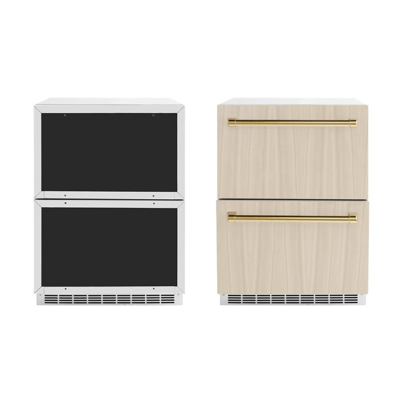 Autograph Edition 24 In. Touchstone 168 Can Outdoor-rated Dual Refrigerator Drawer With Panel-ready Doors And Polished Gold Handles RDSPOZ24G