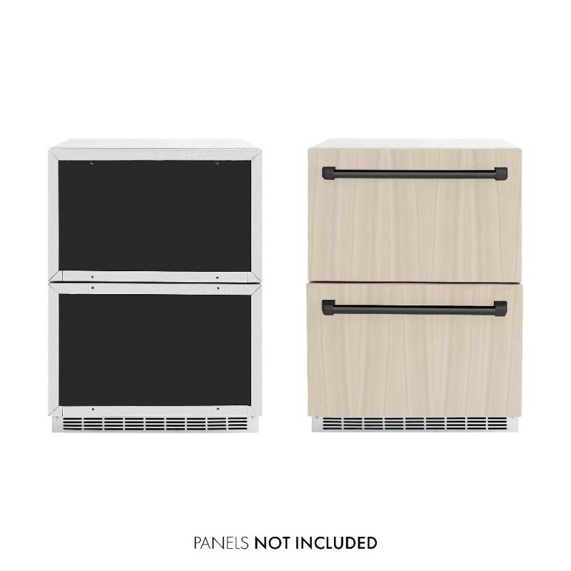 Autograph Edition 24 In. Touchstone 168 Can Outdoor-rated Dual Refrigerator Drawer With Panel-ready Doors And Matte Black Handles RDSPOZ24MB