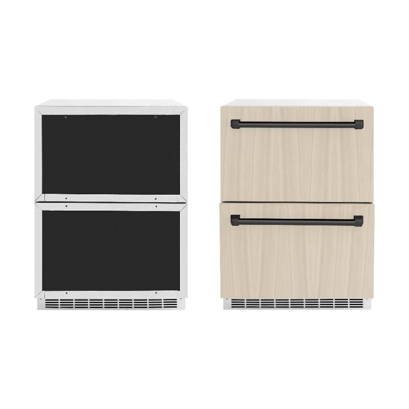 Autograph Edition 24 In. Touchstone 168 Can Outdoor-rated Dual Refrigerator Drawer With Panel-ready Doors And Matte Black Handles RDSPOZ24MB