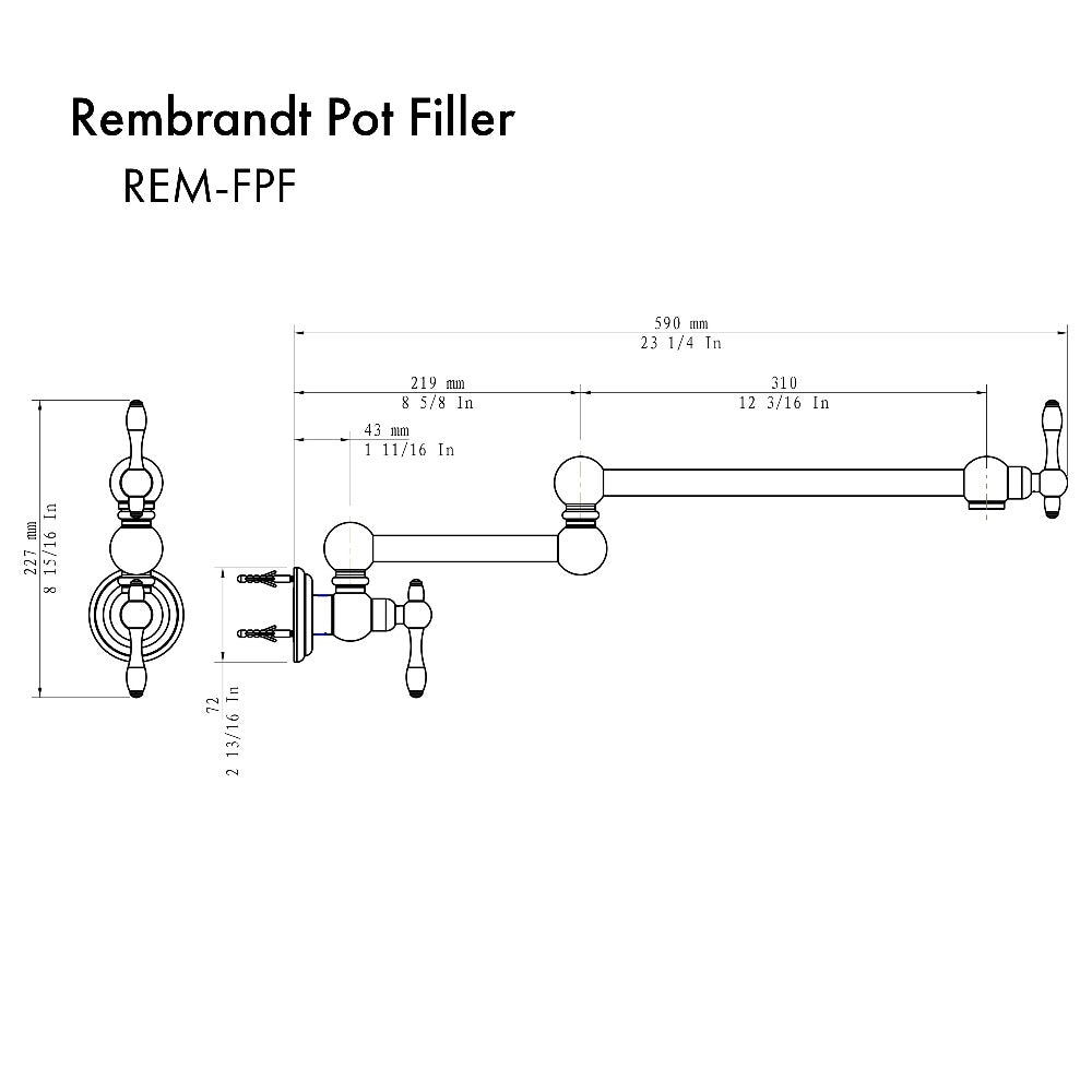 Rembrandt Pot Filler In Chrome REMFPFCH