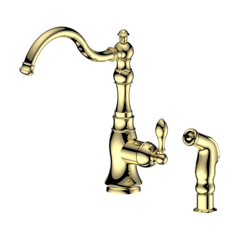 Autograph Edition Rembrandt Single Handle Kitchen Faucet And Side Sprayer In Polished Gold REMKFPG