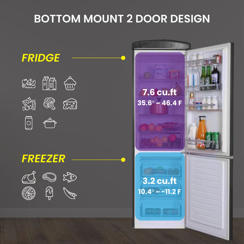Conserv 24in RETRO BOTTOM MOUNT 11cf Refrigerator Fast Freeze 110V -- RF132B