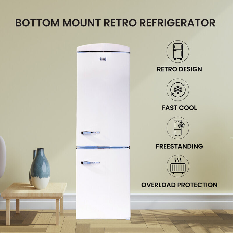 Conserv 24in RETRO BOTTOM MOUNT 11cf Refrigerator Fast Freeze 110V -- Cream RF132C