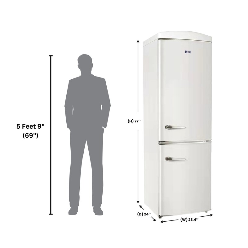 Conserv 24in RETRO BOTTOM MOUNT 11cf Refrigerator Fast Freeze 110V -- Cream RF132C