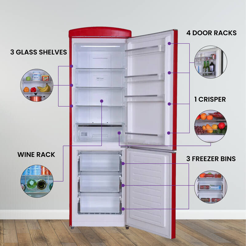 Conserv 24in RETRO BOTTOM MOUNT 11cf Refrigerator Fast Freeze 110V -- RF132R