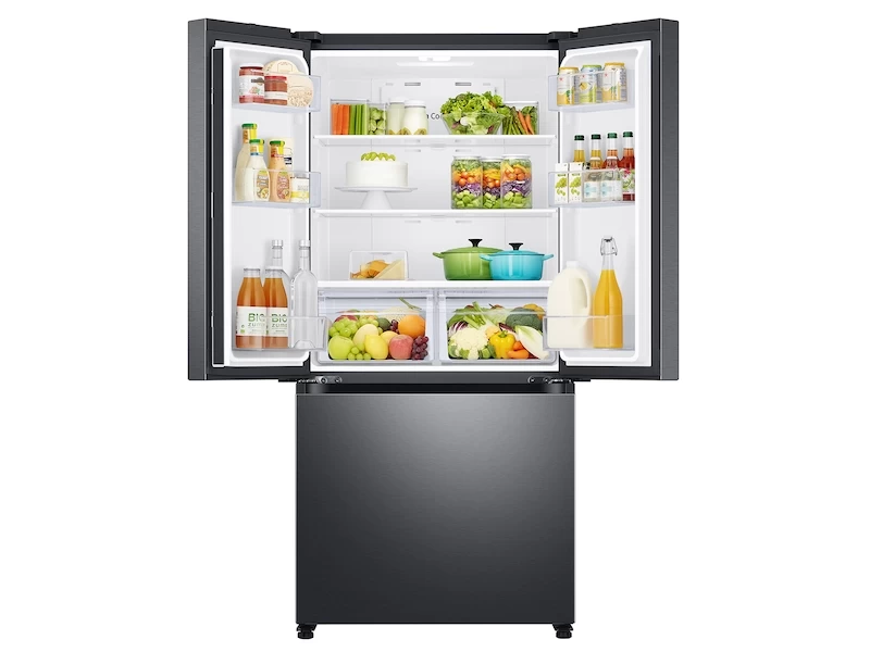 18 cu. ft. Smart Counter Depth 3-Door French Door Refrigerator in Black Stainless Steel RF18A5101SGAA