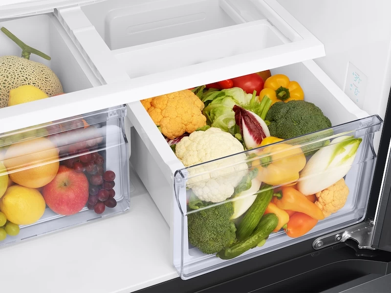 18 cu. ft. Smart Counter Depth 3-Door French Door Refrigerator in Black Stainless Steel RF18A5101SGAA