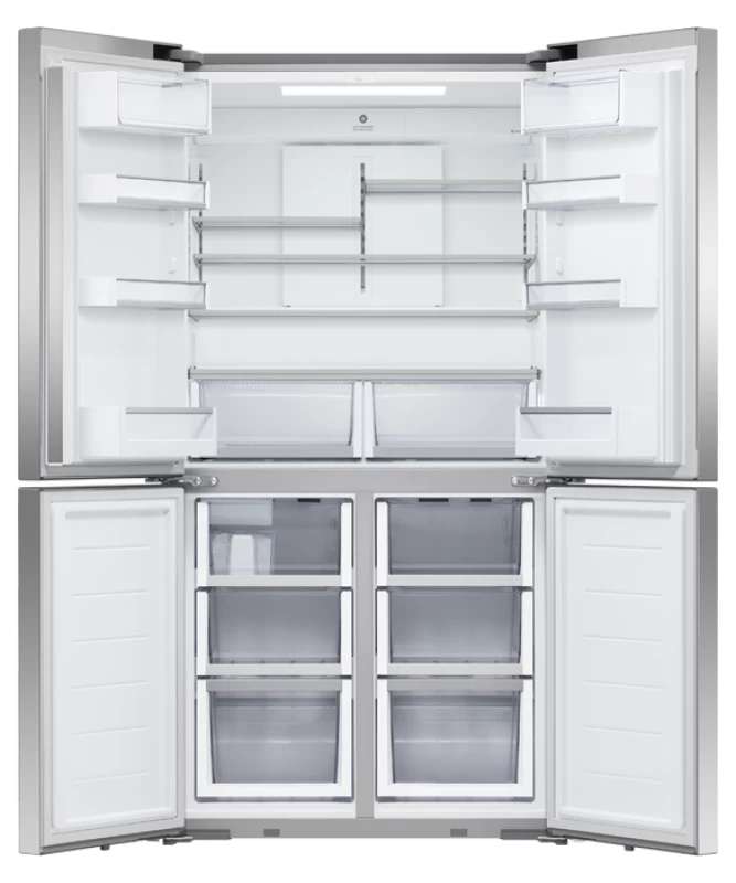 Freestanding Quad Door Refrigerator Freezer, 36", 18.9 cu ft, Ice & Water view 2