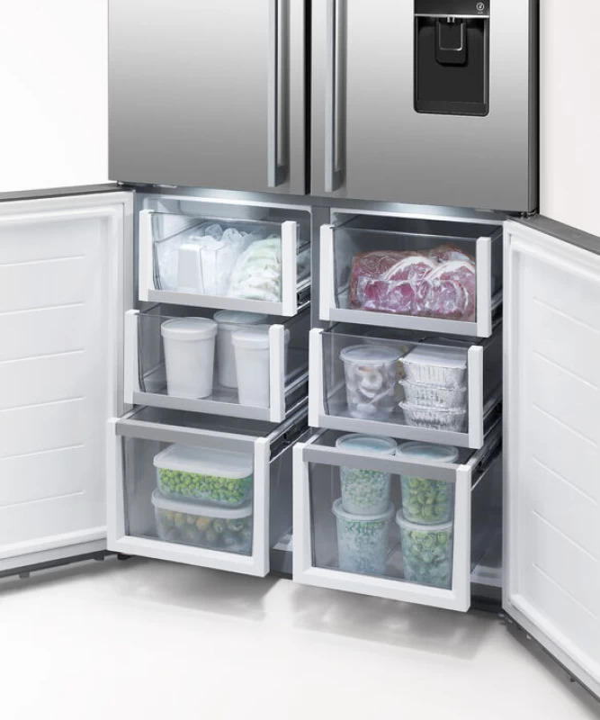 Freestanding Quad Door Refrigerator Freezer, 36", 18.9 cu ft, Ice & Water view 8