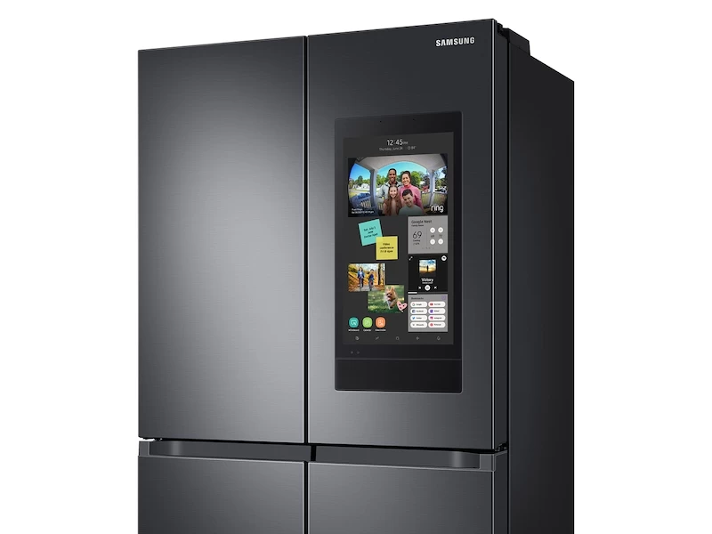 23 cu. ft. Smart Counter Depth 4-Door Flex™ refrigerator with Family Hub™ and Beverage Center in Black Stainless Steel RF23A9771SGAA